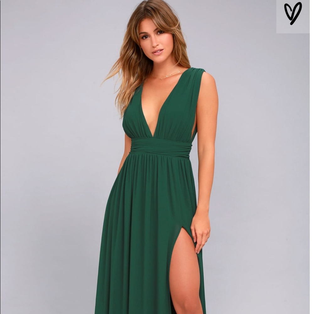 Forest green long dress